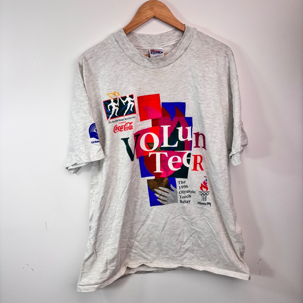 Vintage 1996 Atlanta Olympics Coca Cola Volunteer Torch Relay T Shirt XL
